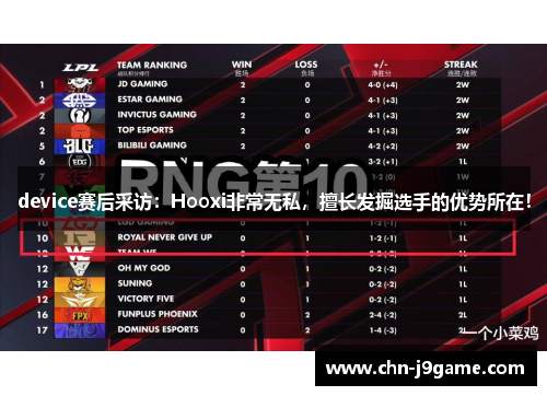 device赛后采访：Hooxi非常无私，擅长发掘选手的优势所在！
